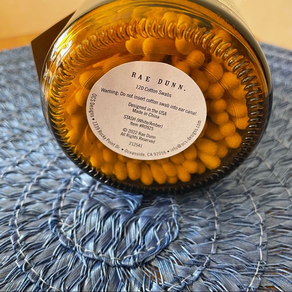 Rae Dunn STASH Cotton Swabs Brown Tint Jar with Black Lid BRAND NEW!!!! - Picture 4 of 4